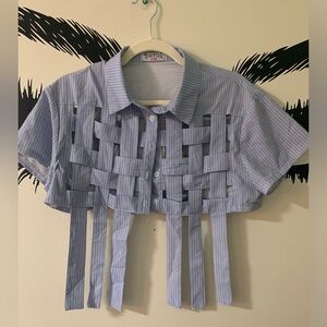 Striped Cropped Woven Shirt